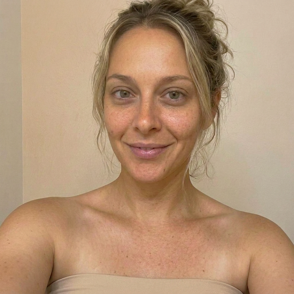 Before / after: Camille's face after the S+ SUN routine