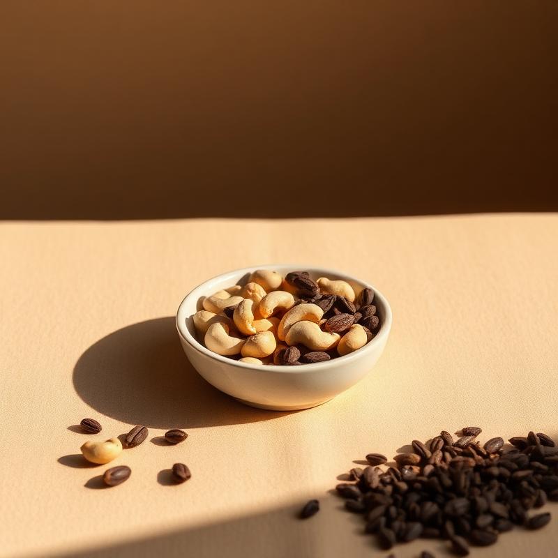 Noix de cajou et éclats de cacao, sources de cuivre